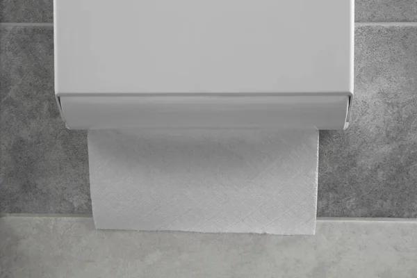 New Paper Towel Dispenser Hanging Wall Closeup — Stock Photo, Image