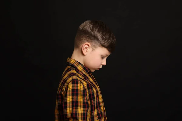 Upset Boy Black Background Children Bullying — Stock Photo, Image