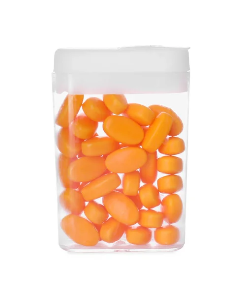Смачні Апельсинові Цукерки Коробці Ізольовані Білому — стокове фото