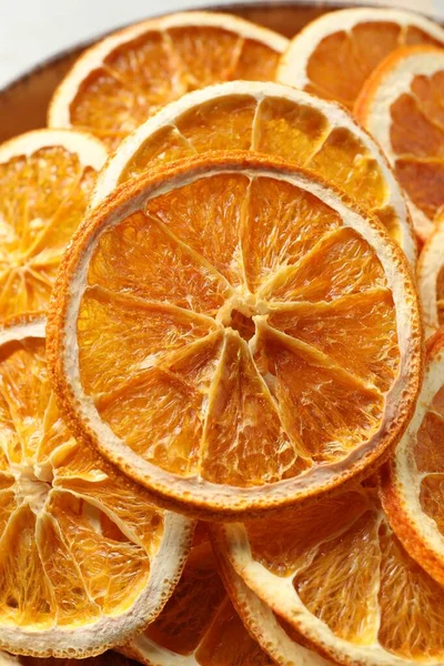 Schüssel Mit Trockenen Orangenscheiben Nahaufnahme — Stockfoto
