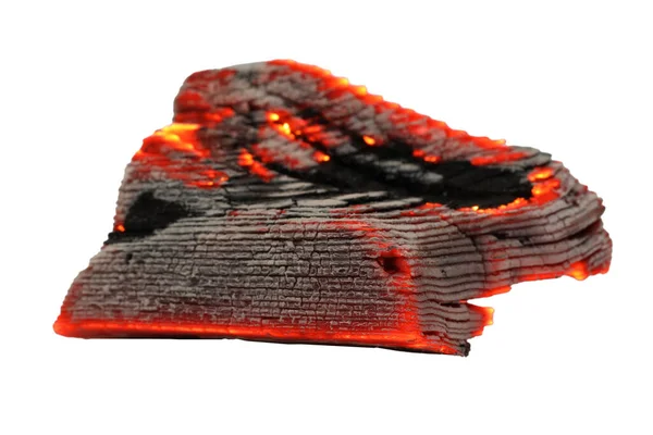 Шматок Розплавленого Вугілля Ізольовано Білому — стокове фото
