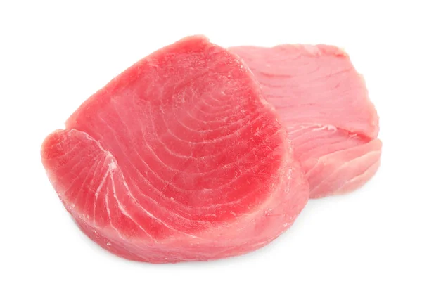 Świeże Surowe Filety Tuńczyka Białym Tle — Zdjęcie stockowe