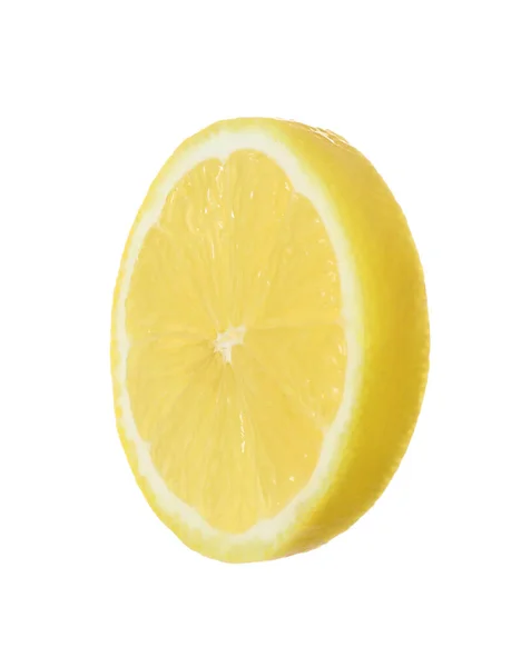 白で単離された新鮮な熟したレモンスライス — ストック写真