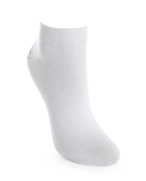 Один Стильний Чистий Шкарпетка Ізольований Білому — стокове фото