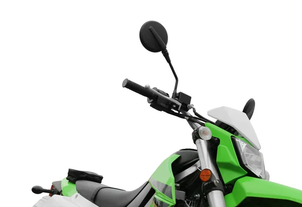 Moto Cruz Verde Elegante Fundo Branco — Fotografia de Stock