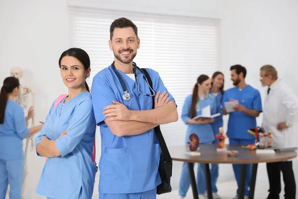 Portrait Medical Students Wearing Uniforms University — Stock Photo, Image