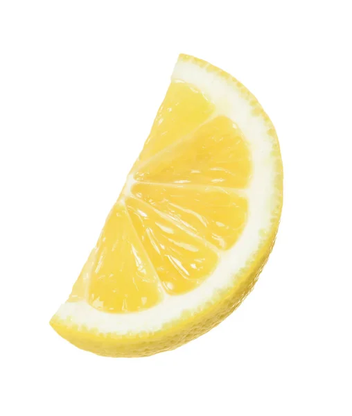 Fatia Limão Madura Fresca Isolada Branco — Fotografia de Stock