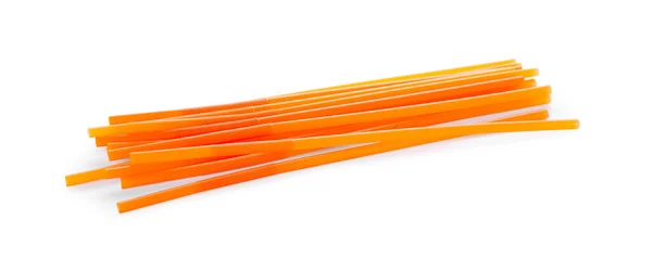 Narancs Műanyag Koktél Szívószálak Fehér Alapon — Stock Fotó