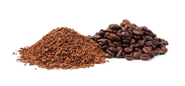 Oogsten Van Instant Koffie Bonen Witte Achtergrond — Stockfoto