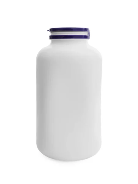 Закрытая Пластиковая Бутылка Лекарства Изолирована Белом Лекарства — стоковое фото