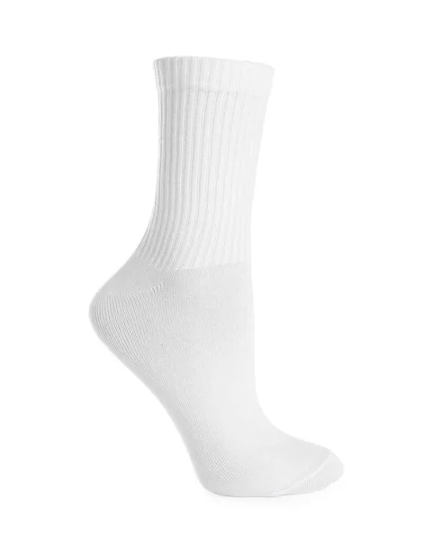 Один Стильний Чистий Шкарпетка Ізольований Білому — стокове фото