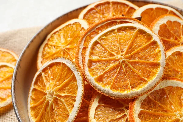 Schüssel Mit Trockenen Orangenscheiben Nahaufnahme — Stockfoto