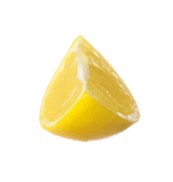 Fetta Limone Matura Fresca Isolata Bianco — Foto Stock