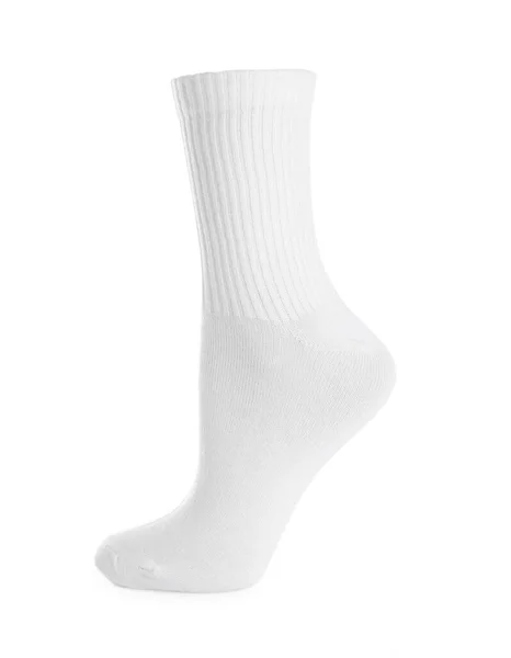 Eine Stylische Saubere Socke Isoliert Auf Weiß — Stockfoto