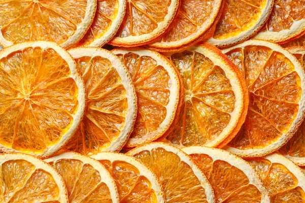 Heap Dry Orange Slices Background Top View — Fotografia de Stock
