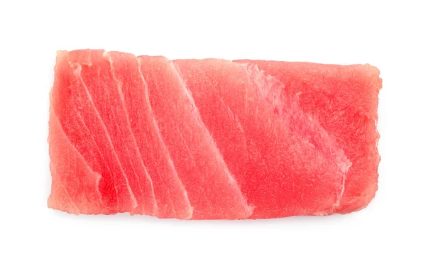 Sabroso Sashimi Pedazo Atún Crudo Fresco Aislado Blanco Vista Superior —  Fotos de Stock
