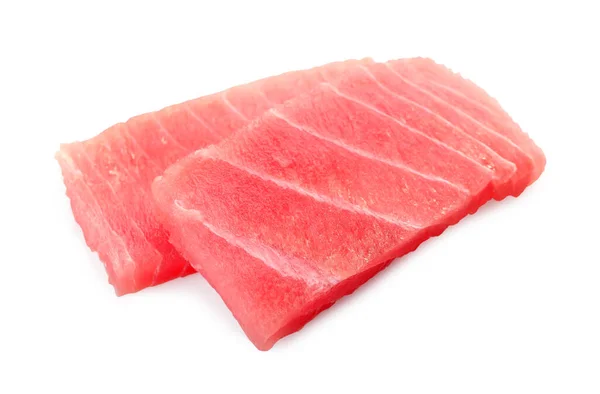 Beyaz Arka Planda Lezzetli Sashimi Taze Çiğ Ton Balığı Parçaları — Stok fotoğraf