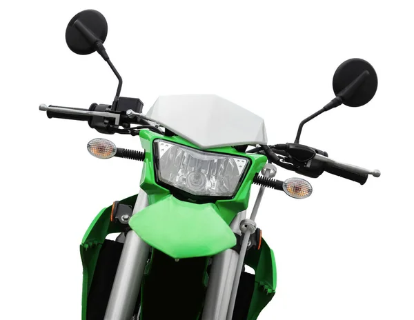 Moto Cruz Verde Elegante Fundo Branco — Fotografia de Stock