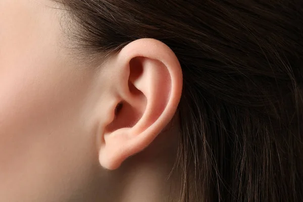 Closeup View Woman Focus Ear — Stock Photo, Image