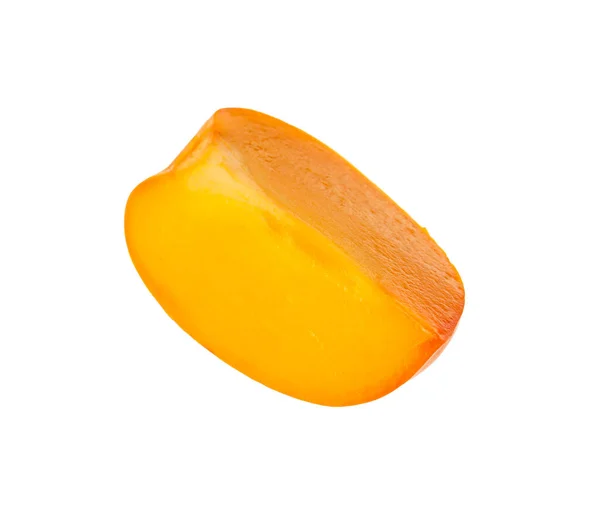 白に閉じ込められたおいしい熟したジューシーな柿の一片 — ストック写真