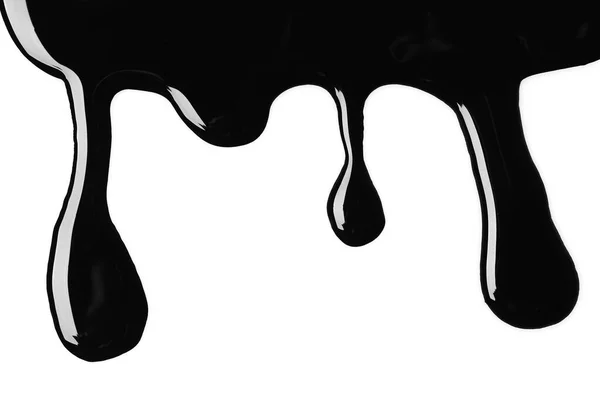 Капли Черной Глянцевой Краски Белом Фоне Вид Сверху — стоковое фото