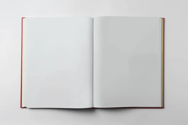 Open Boek Witte Achtergrond Bovenaanzicht — Stockfoto