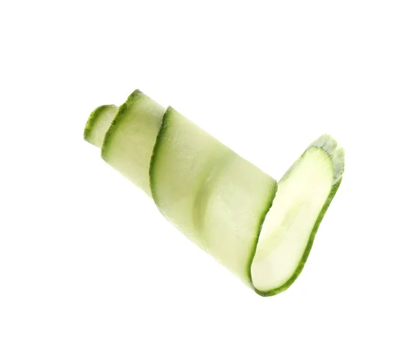 Slice Fresh Cucumber Isolated White — Stock Photo, Image