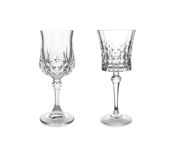 Two Beautiful Empty Glasses White Background — Stock Photo, Image