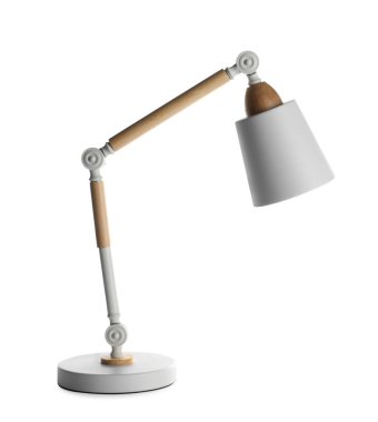 Modern masa lambası beyaza izole edilmiş.