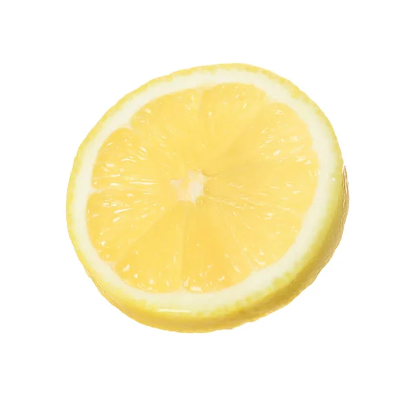 Färsk Mogen Citronskiva Isolerad Vit — Stockfoto