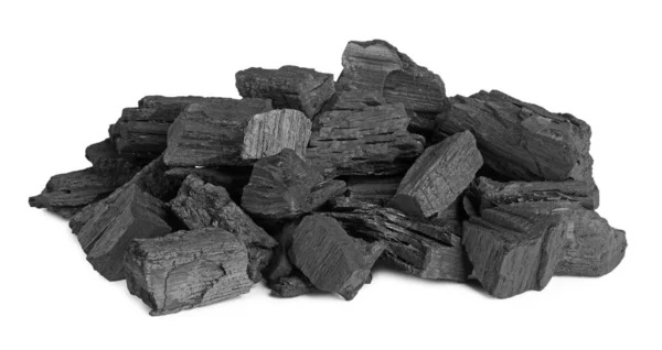 Montón Carbón Aislado Blanco Depósitos Minerales —  Fotos de Stock