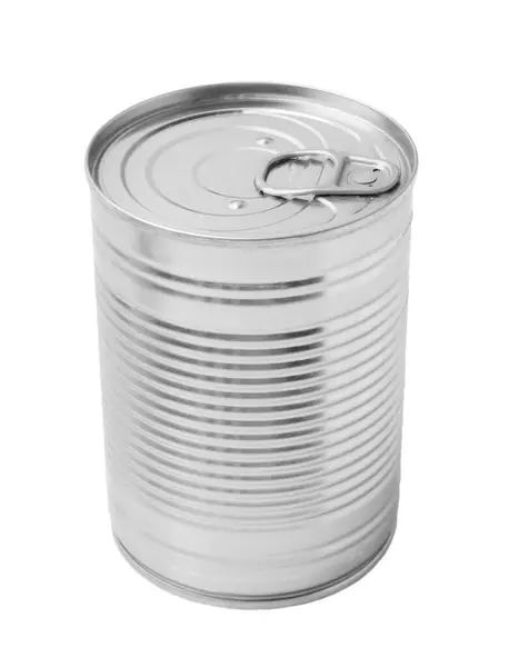 一个封闭的锡罐可以在白色上隔离 — 图库照片