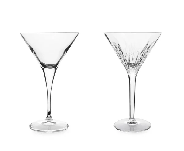 Two Beautiful Empty Martini Glasses White Background — Stock Photo, Image