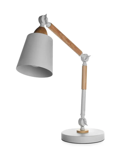 Stylowa Nowoczesna Lampa Biurkowa Izolowana Białym — Zdjęcie stockowe
