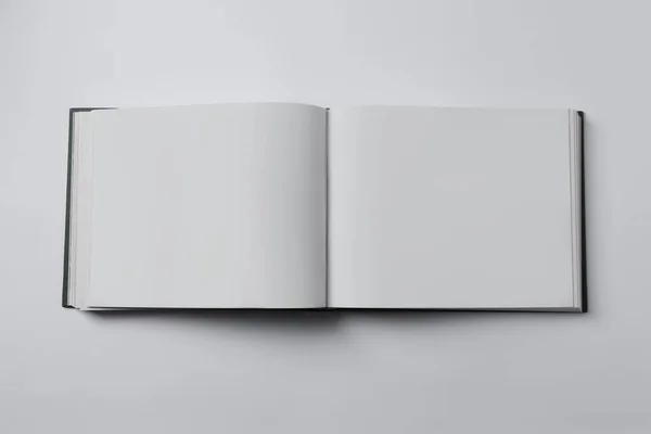 Nyitott Könyv Fehér Háttér Felső Nézet — Stock Fotó