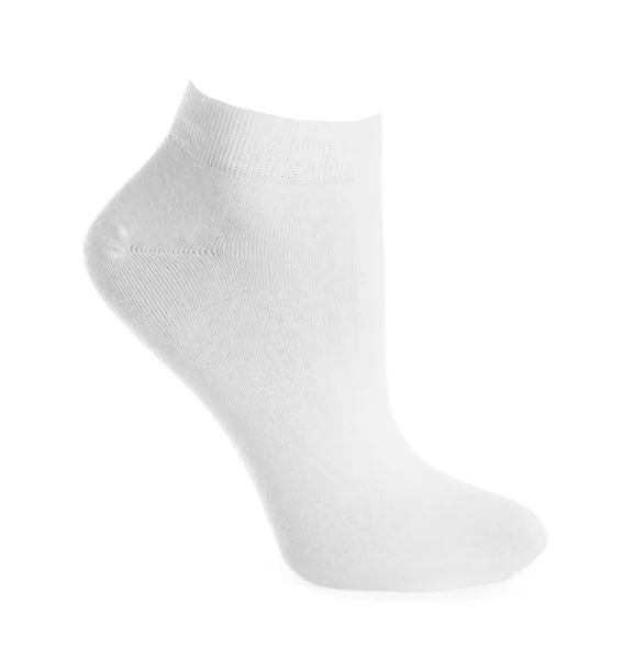 Beyaza Izole Edilmiş Şık Temiz Bir Çorap — Stok fotoğraf