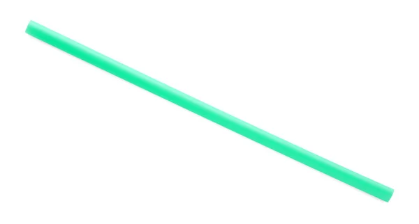 Tubo Coquetel Plástico Verde Isolado Branco — Fotografia de Stock