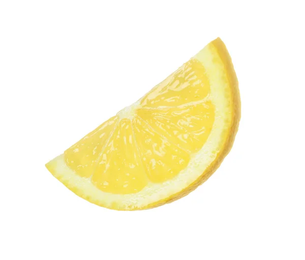 Свіжий Стиглий Шматочок Лимона Ізольований Білому — стокове фото