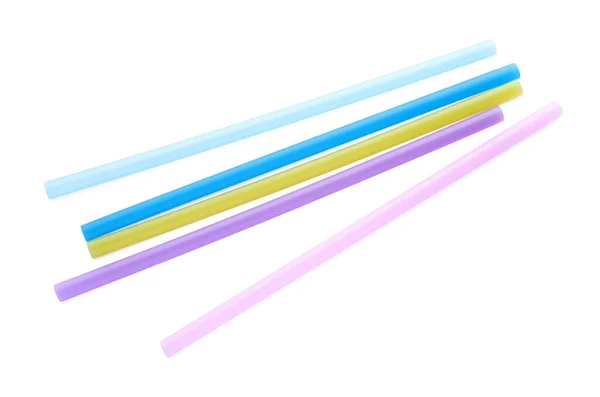 Colore Tubi Cocktail Plastica Sfondo Bianco — Foto Stock