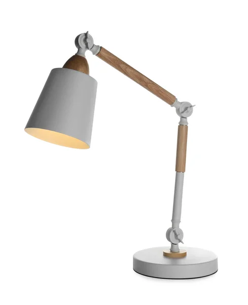 Stijlvolle Moderne Bureaulamp Geïsoleerd Wit — Stockfoto