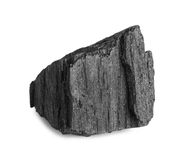 Trozo Carbón Aislado Blanco Depósitos Minerales —  Fotos de Stock