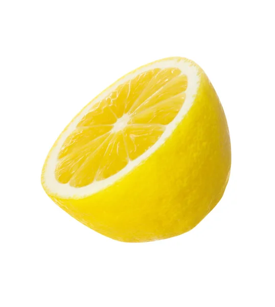 Frische Reife Zitrone Halb Isoliert Auf Weiß — Stockfoto