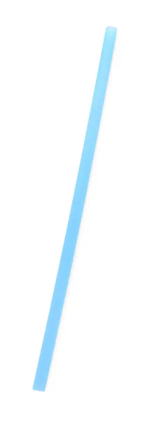 Jasnoniebieska Plastikowa Rurka Koktajlowa Izolowana Białym — Zdjęcie stockowe