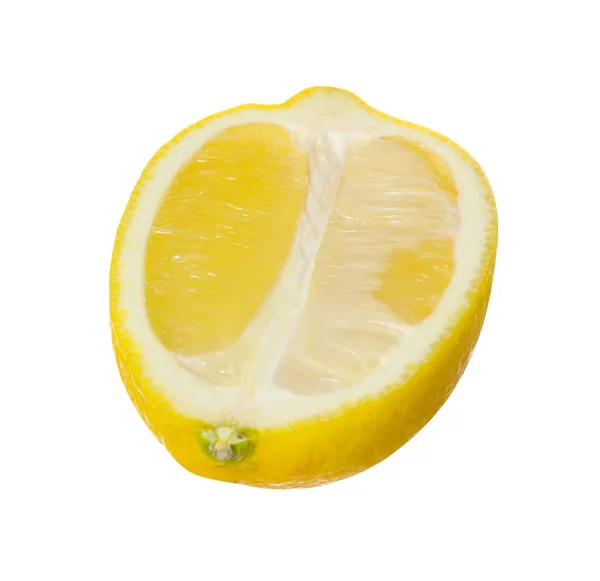 Mezzo Limone Maturo Fresco Isolato Bianco — Foto Stock