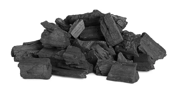 Steenkool Geïsoleerd Wit Minerale Afzettingen — Stockfoto