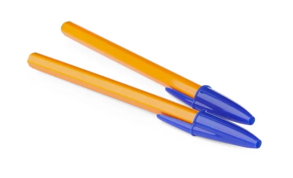 New Orange Plastic Pens Isolated White — Stock Photo, Image