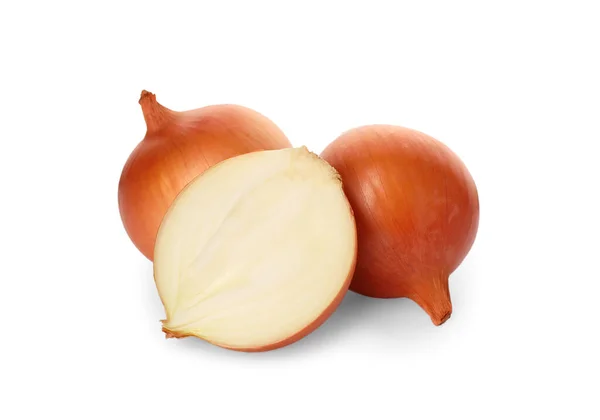 Whole Cut Onions White Background — 스톡 사진