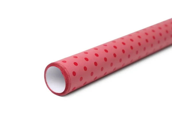 Roll Polka Dot Wrapping Paper White Background — Stock Photo, Image