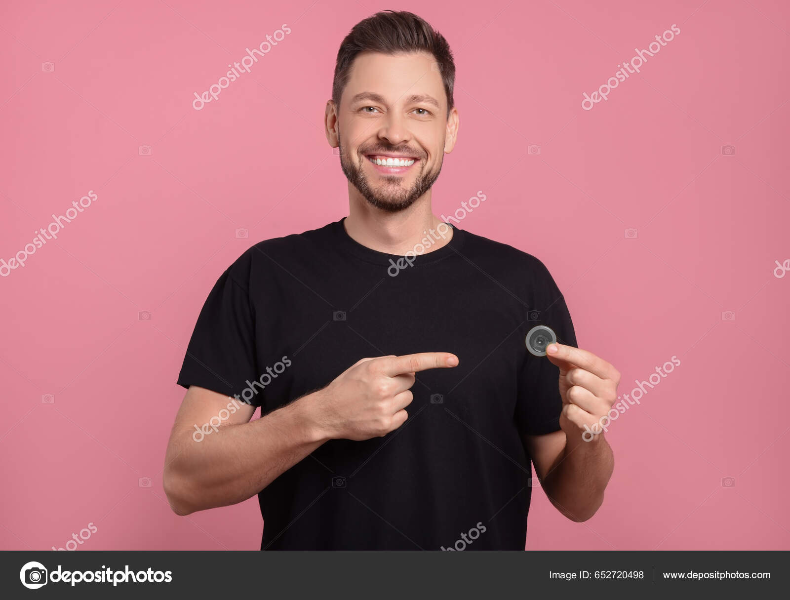 Happy Man Holding Condom Pink Background Stock Photo By ©NewAfrica.