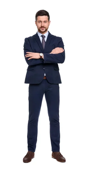 Handsome Bearded Businessman Suit White Background — Stock Photo, Image